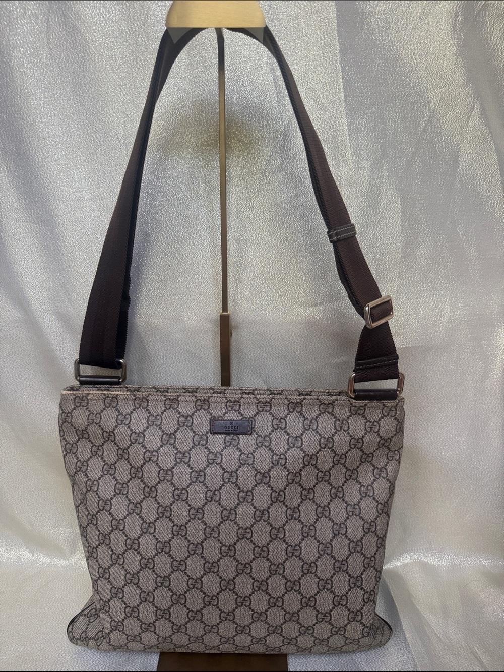 Gucci Beige Monogram Crossbody Messenger Bag